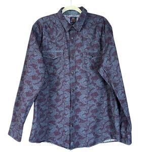 MoonShine Spirit by Brad Paisley Men XL Western Pearl Snap Shirt Purple Paisley